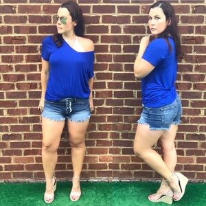 KANCAN KC8576D Dark High Rise Button Up Shorts